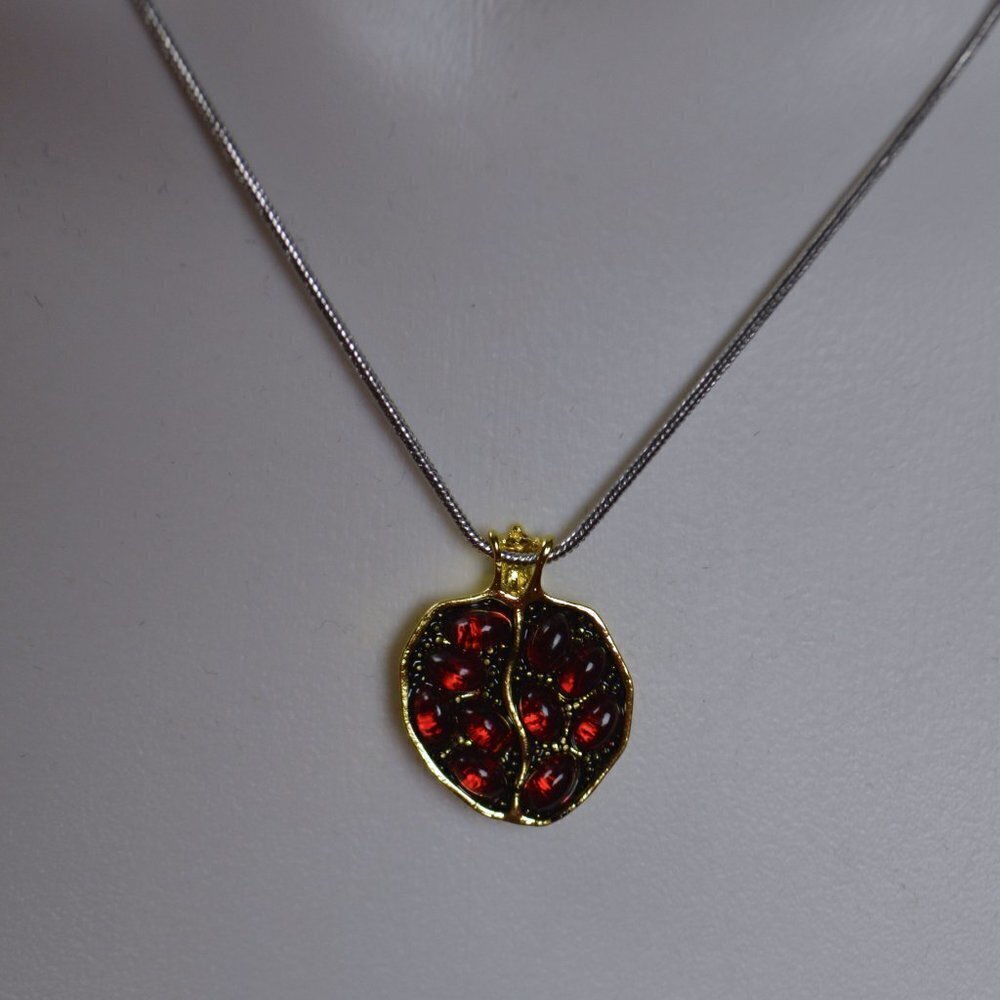 Pomegranate CZ Garnet Necklace / Pendant on Chain